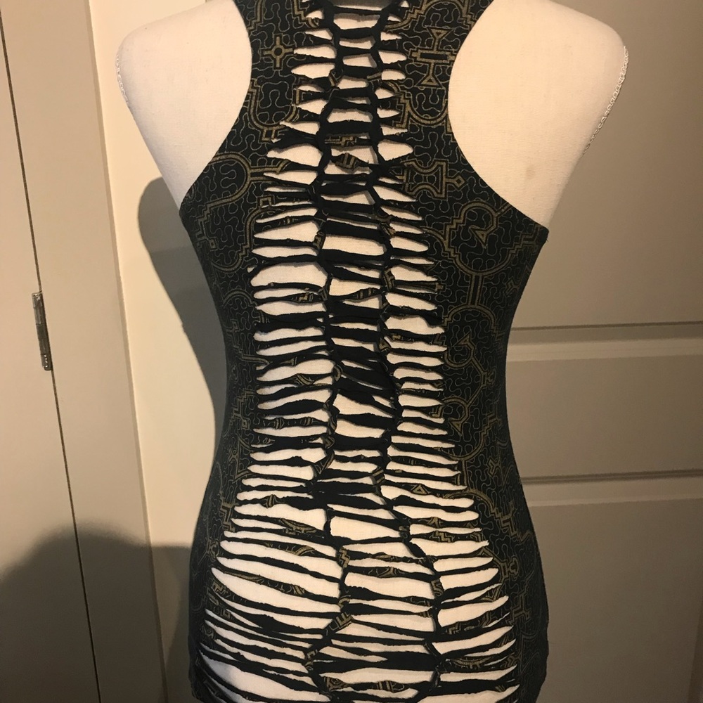 Gorgeous gold and blue Onaya open back tank